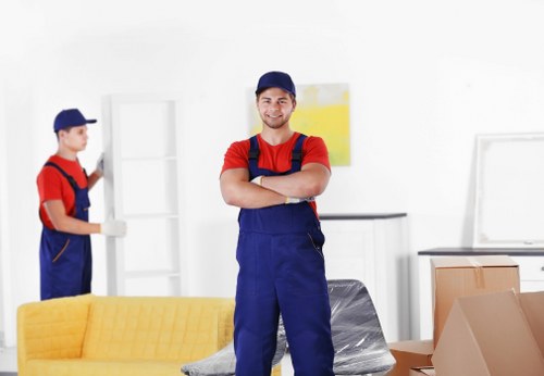 Local house removals service in Lamorbey with moving van and packed boxes