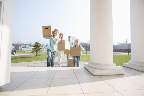 Packed moving boxes arranged neatly for a smooth relocation