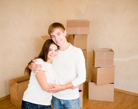 Boxes and household items prepared for a local move in Lamorbey
