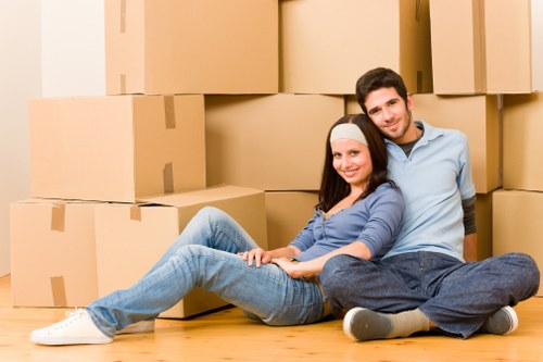 Preparation for a man with van move in Lamorbey with packed boxes