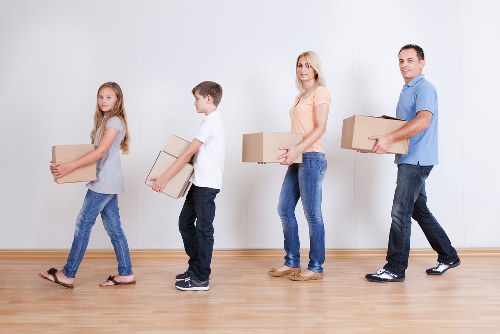 Boxes and furniture prepared for a local Lamorbey relocation