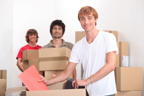 Packed moving boxes ready for a local removal in Lamorbey