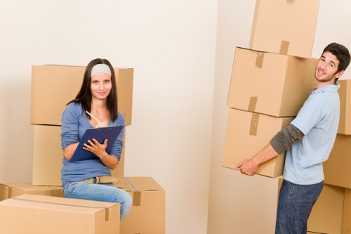 Careful unpacking and box organisation inside a local property
